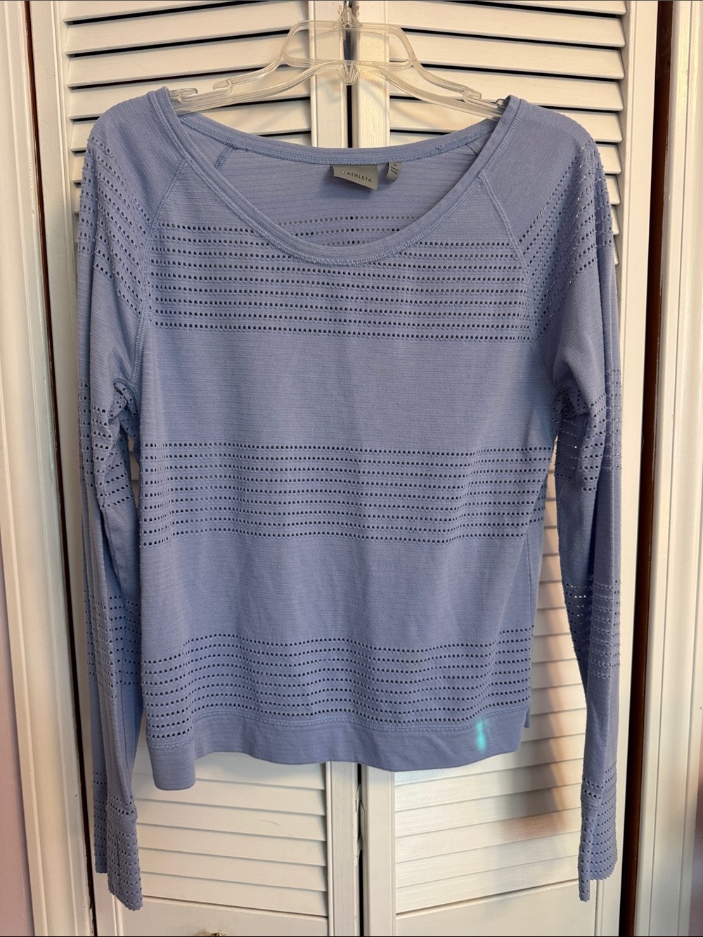Athleta Perforated Perwinkle Long-Sleeve Tee
